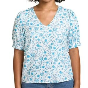 Draper James blue and white top large